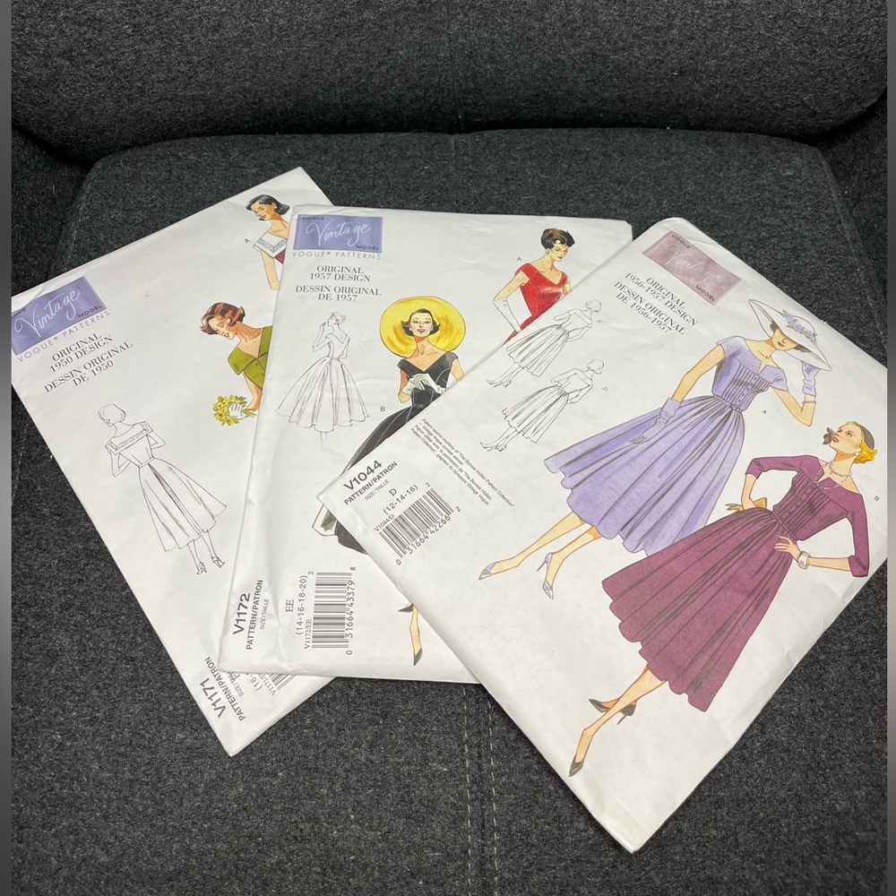3 Vintage Vogue 50s design patterns